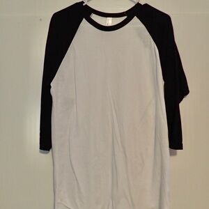 American Apparel Black and White Raglan Crew Neck Tee
